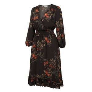 H&M Brown Floral Long Sleeve Dress